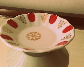 Vintage PORLAND Turkish Tea Glass Saucer-Red and gold/Traditional Acem Style