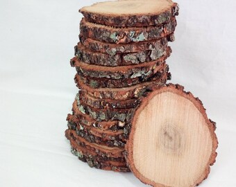 10 slices of rustic wood Tree Slice of decoration Rustic wedding 4" Round wooden disks