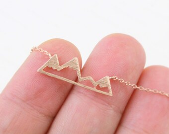Rose Gold Mountain Necklace, Dainty Mountain Pendant Necklace, Snowy Mountain Top Necklace,Mountain Necklace, Birthday Gift,RNK-3000