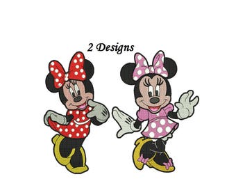 Minnie Embroidery Design - 2 designs each in 4,5,6,7 inch size instant download