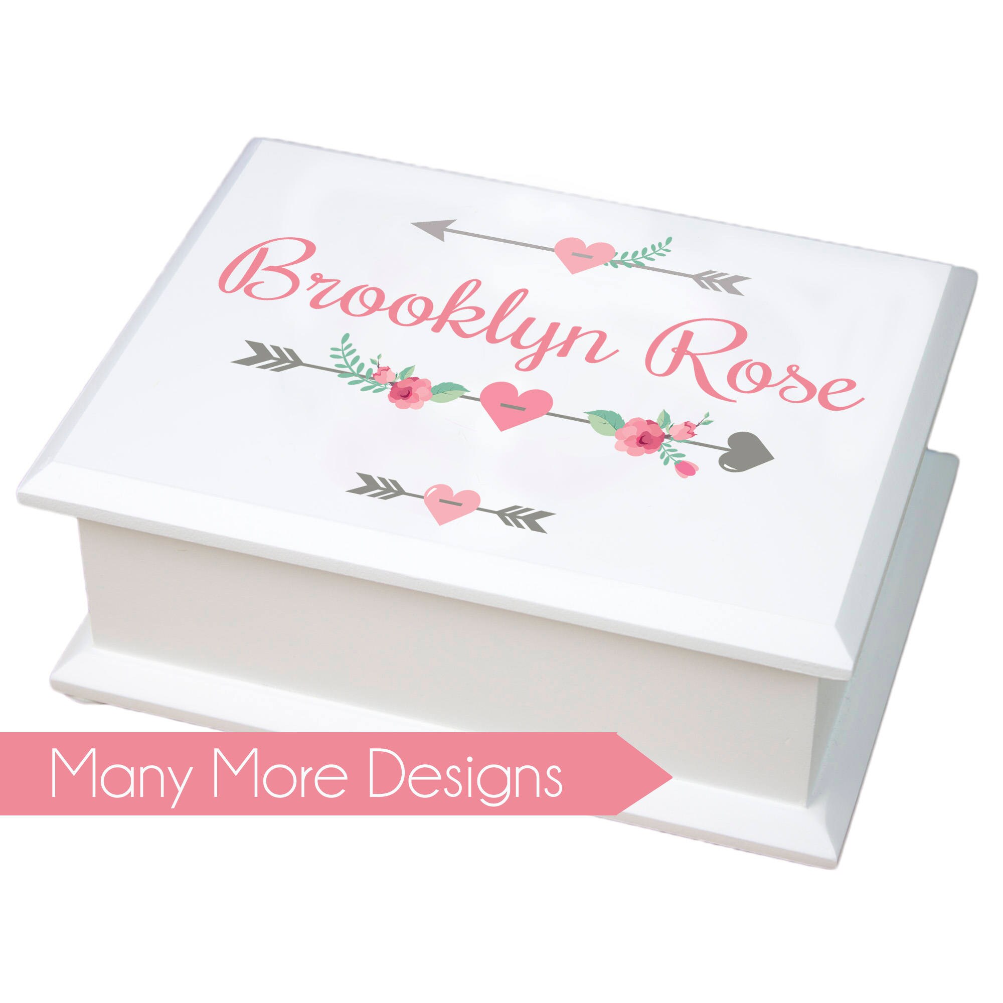 Personalized Jewelry Box girls basic white jewelry box with