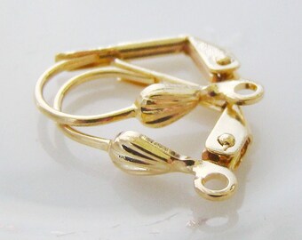 Gold Plated Lever Back Earring Findings Shell Adornment - 12