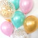 Pink, Mint and Gold Balloon Bouquet | Pink and Mint Balloon Bouquet | Mint and Gold Balloons | Pink and Mint Bridal Shower Decor | Pink Baby