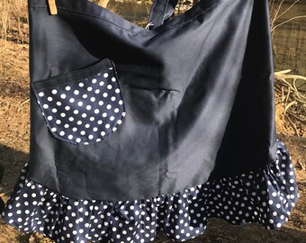 Navy Polka Dot Apron