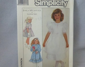 Vintage Simplicity Pattern 8711 Girl's Size 6 Jessica McClintock for Gunne Sax Dress