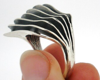 Silver rings,Statement, oxidized sterling silver rings,Contemporary silver ring,Unique modern organic ring,Artistic jewelry,Gift for her