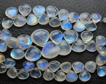 7 inch Strand,Super Finest,Super Rare,BLUE Flashy RAINBOW Moonstone Smooth Heart Shape Briolettes,7-5mm Size,