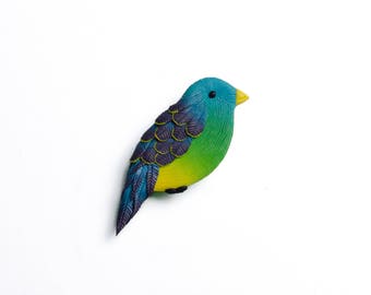Tropical brooch pin bird Paradise bird brooch Blue bird pin Handmade bird jewellery Bird badge Animal brooch Pin up brooch Pin-up jewelry
