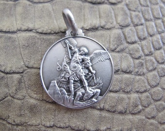 Saint Michael 21MM Sterling Silver Spiritual Medal Pendant Charm. 925 Sterling Italian Vatican Quality Religious Medal Keepsake MEDIUM Size