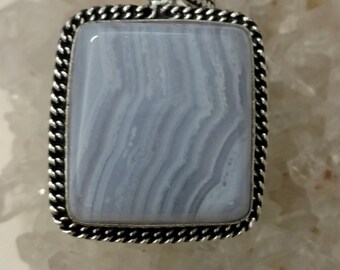 Blue Lace Agate Pendant Necklace