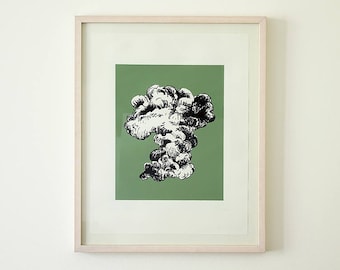 Original screen print poster, cloud smoke