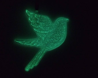 Glowing Teal Bird Necklace