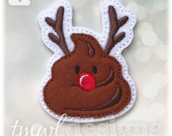 Rudolph Shh Feltie Digital Design File - cream, red, pink, black, brown