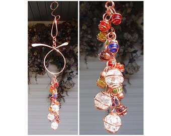 Rainbow Wind Chimes Garden Decor Copper Wind Chimes Garden Art Glass Wind Chimes Yard Art Lawn Outdoor Decor