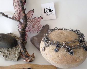 9.25 silver Bracelet oxidized no mold, molten silver