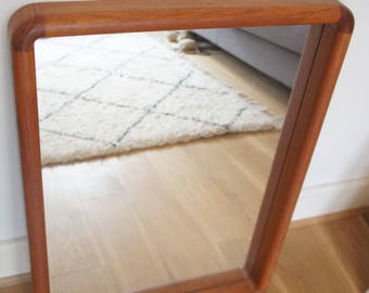 Mid century Danish large teak wall mirror