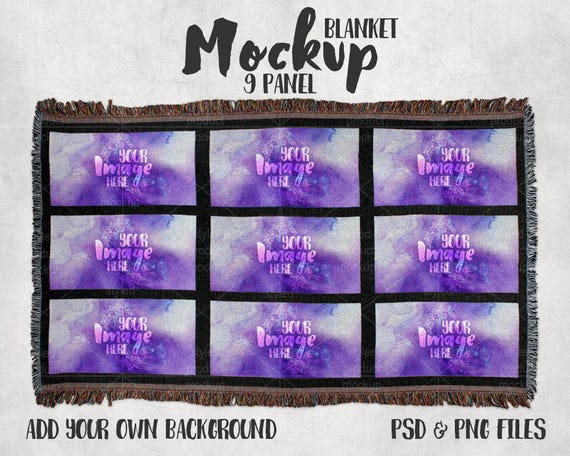 Download Large 9 panel throw blanket mockup template Add your own