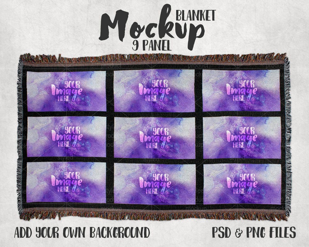 Download Large 9 panel throw blanket mockup template Add your own