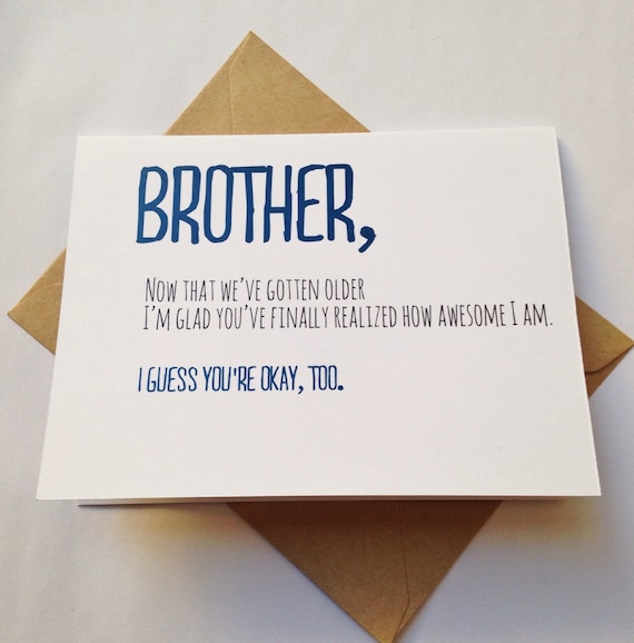 Brother Card Brother Birthday Card Funny Card Card For