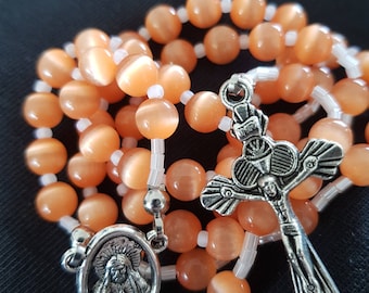 Rosary. Cat eye effect beads.