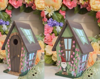 Decorative Birdhouse Garden Gnome,Fairy, Hand Painted, Fairy Garden