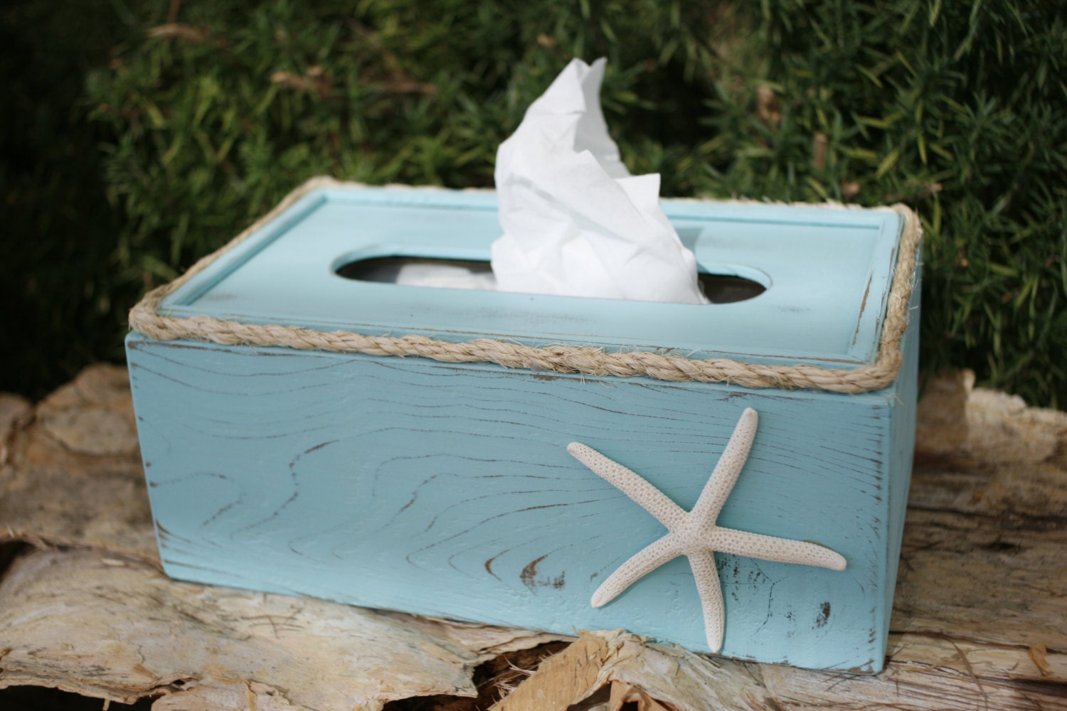 Tissue Box Cover Holder Rustic Shabby Chic Beach Ocean Theme