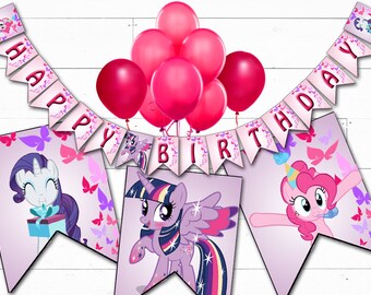 MY LITTLE PONY Birthday Banner Printable Digital My Little Pony Banner, My Little Pony Party Decorations, My Little Pony Birthday Party