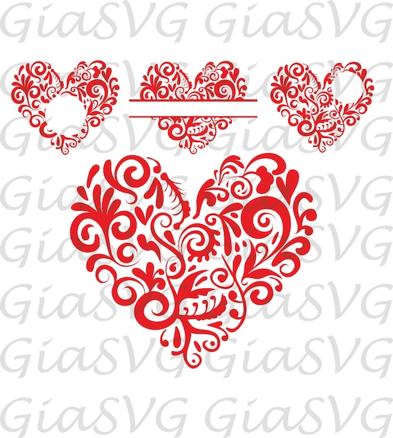 Download Floral Heart Monogram SVG hearts svg love svg ready to cut