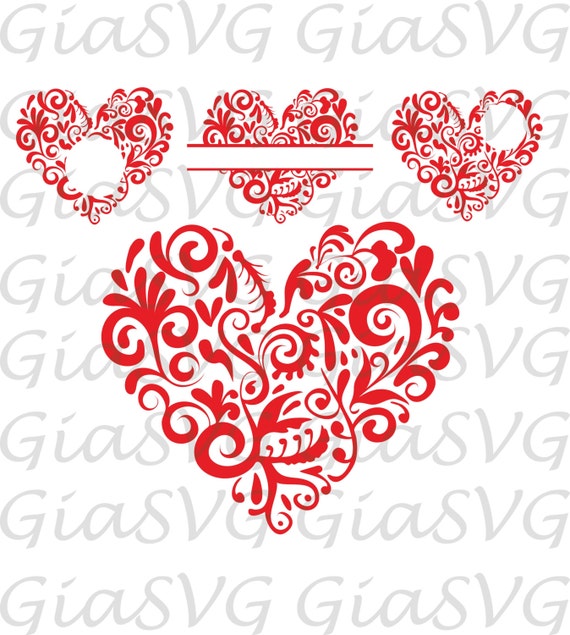 Floral Heart Monogram SVG hearts svg love svg ready to cut