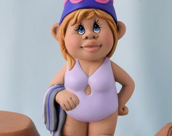 Girl Garden gnome - Beach Gnome - Tropical Gnome - Bathing suit gnome - Female gnome -