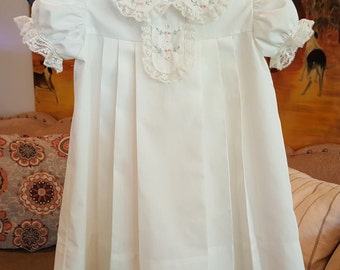 Pleated Dress with Peter Pan Collar and Tab