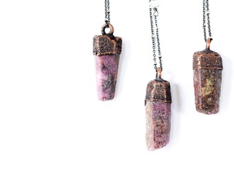 Ruby crystal necklace | Raw ruby necklace | Raw mineral necklace | Ruby gemstone pendant on copper chain | Rough ruby crystal pendant