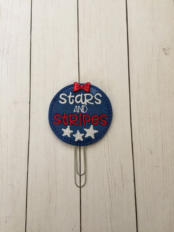 Glitter Stars & Stripes Planner Clip/Planner Clip/Bookmark. Patriotic Planner Clip. 4th of July Clip. Glitter Planner Clip.