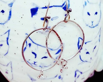 Sterling silver hand forged hoop earrings