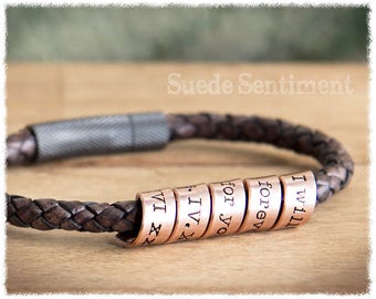 Anniversary Gifts For Men • Copper Anniversary • Mens Personalized Bracelet • Boyfriend Gift • Mens Bracelet