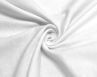 White Cotton Jersey Lycra Spandex Knit Stretch Fabric 58/60" wide All colors