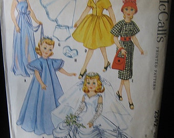 Vintage Doll Clothes Pattern, Copyright 1959, High Heel Dolls, McCall's #2342, Revlon, Toni Sophisticate, Cindy, Missy, Jr. Miss, More