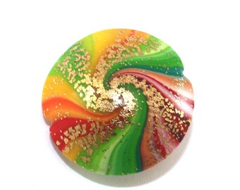 Rainbow skirt bead pendant DIY jewelry gift for women friendship bracelet necklace gift for her, handmade polymer clay beads, large 1 pc.