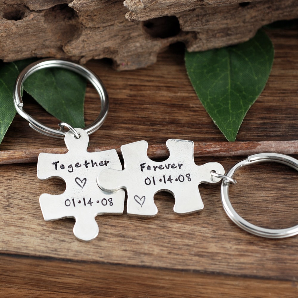 together forever keychain set of two couples keychains
