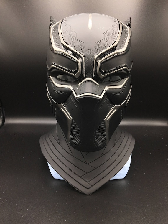 Black panther helmet with neck piece Life-size scale fully