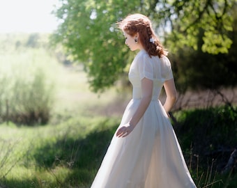 HONEY 1940's Vintage Wedding Dress Classic Strapless Hourglass Bridal Attire Tea Length Matching Shrug XXS