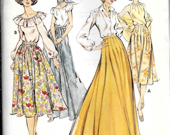 Vintage 1970s Kwik Sew Inverted Pleated Skirt Floor Length Or Calf Length Sewing Pattern UNCUT Size 6, 8, 10
