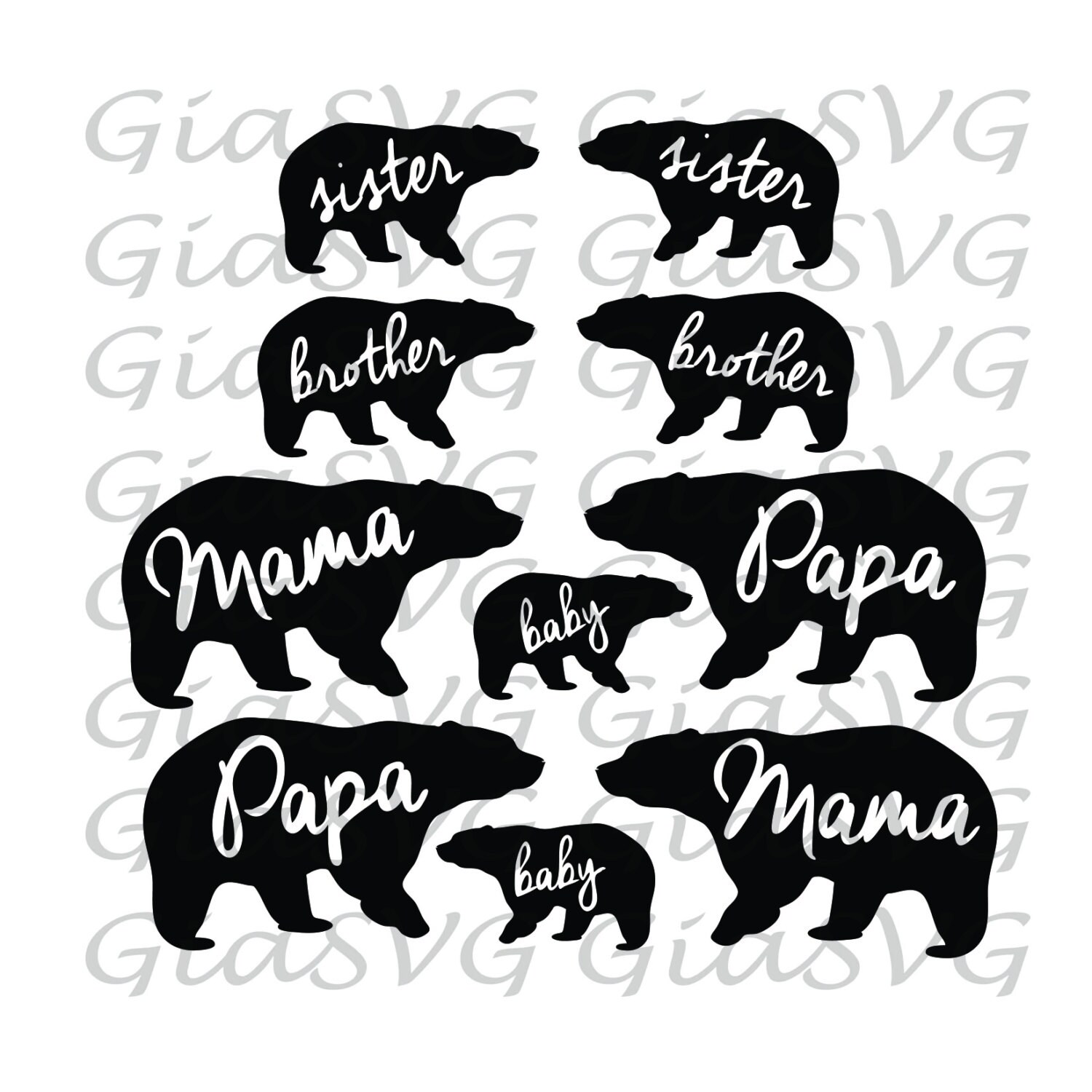 Download Bear SVG bundle mama bear papa bear baby bear right and