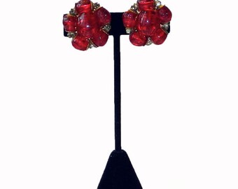 Vintage 1950s Miriam Haskell Red Earrings