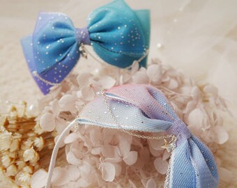 Blue/Purple Gradient Color Ribbon Bow Knot with Stars Twilight and Breaking Dawn Hair Band for BJD SD and MSD/YoSD Dolls 2 Colors Available