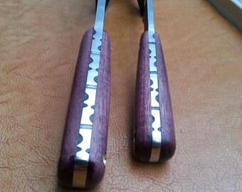Dual file knives with purple heart handles