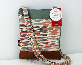 ZOE Messenger Cross Body Sling Bag - Rain Nectar and PU Leather READY to SHIp Ipad bag