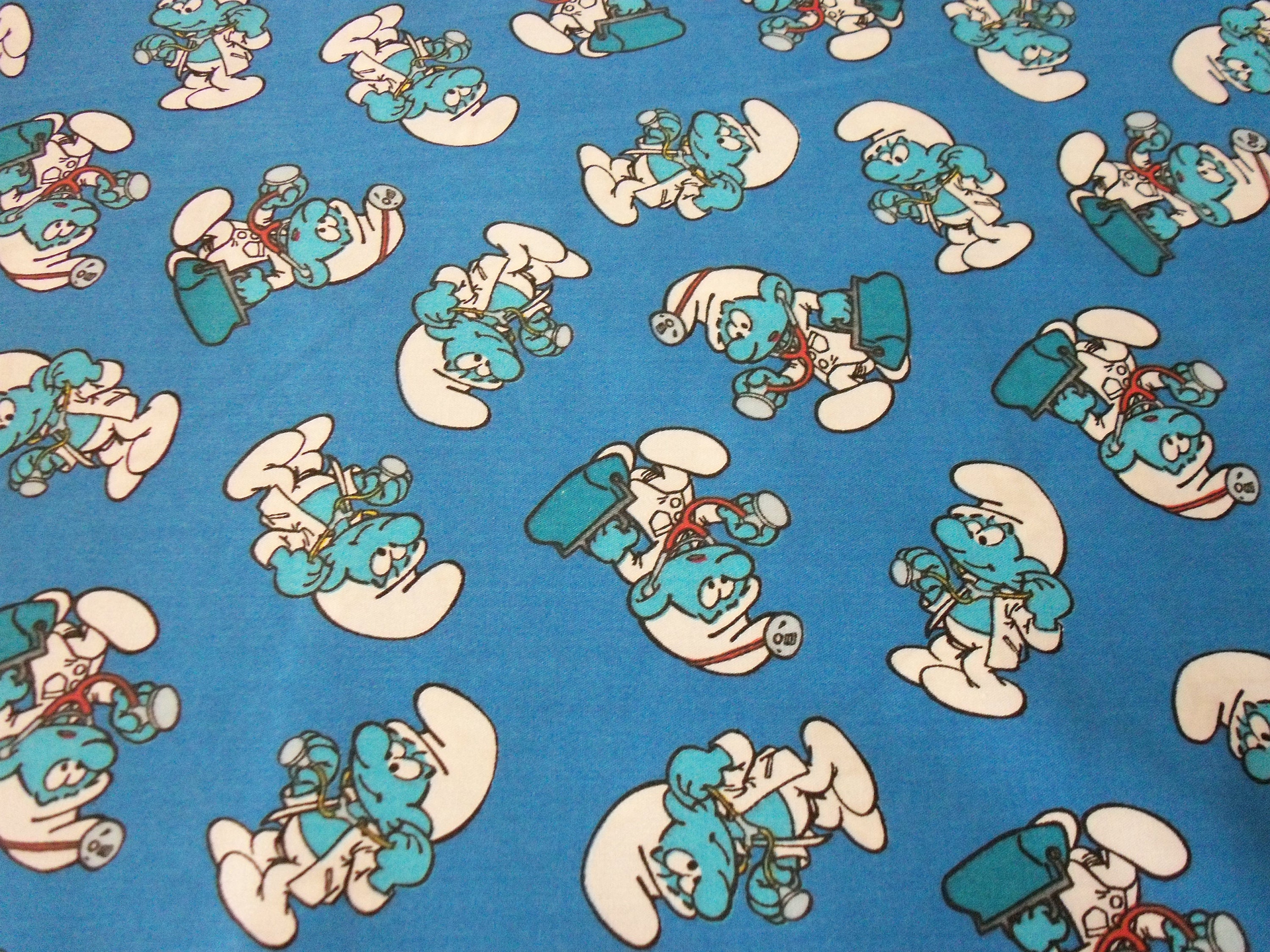 Smurfs Fabric Calling Dr. Smurf Rare & Hard To Find By Fat