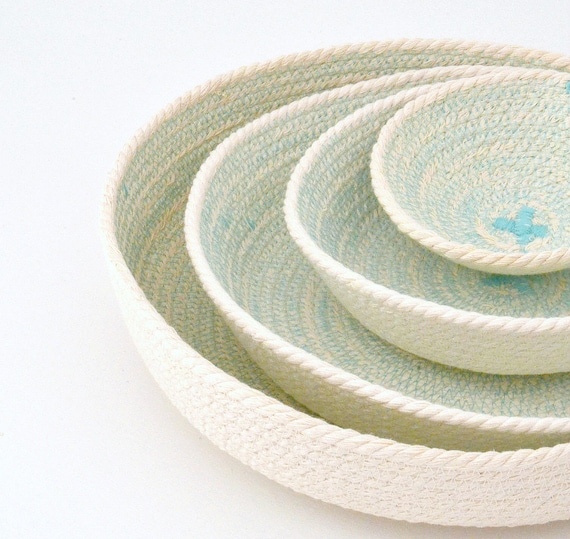 Key holder bowl, Office bowl decor, Cotton rope basket, Office organiser, Small basket storage, Set of plates, Wedding gifts, Coiled baskets