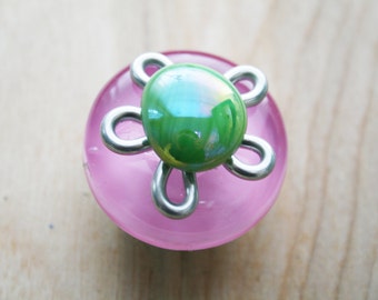 Glass Flower Knobs/Kitchen Cabinet Hardware/Girls Bedroom Decor/Bathroom Drawer Handles/Bi-fold Door Knobs/Colorful Fused Glass Knobs